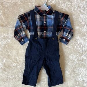 Janie and Jack Button Down Shirt with Suspender Pants